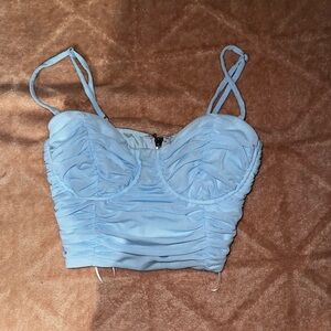 White Fox Boutique Blue Ruched Bustier Camisole
